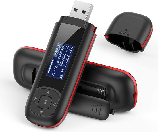 Agptek 8gb portable usb mp3 player 1. 3 inch lcd display usb stick with fm recording u3 black and red