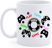 Beker met tekst Game - Gamer - Play - Koffie Mok - Thee Mug - Verjaardag Geschenk - Level - Quote