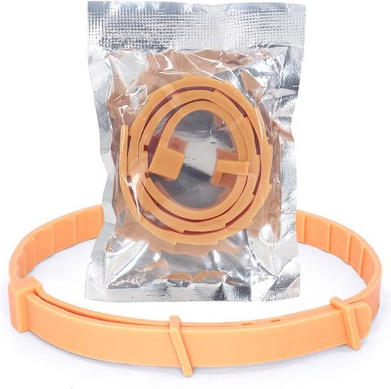 Igoods Vlooienband hond - Vlooienband kat - Alle Honden & Katten - One Size Fits All - Anti Vlooien en Tekenmiddel - Tekenband - 8 Maanden Bescherming - Diervriendelijk - Oranje