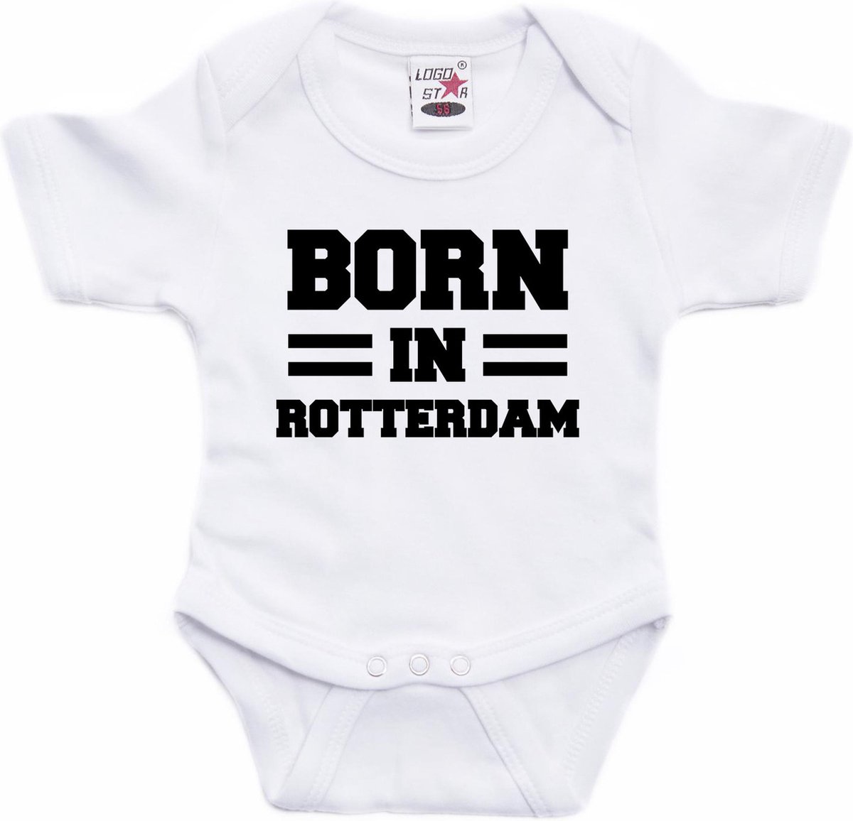 Born in Rotterdam tekst baby rompertje wit jongens en meisjes - Kraamcadeau - Rotterdam geboren cadeau 92