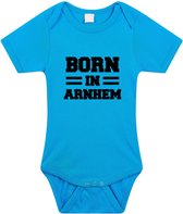Born in Arnhem tekst baby rompertje blauw jongens - Kraamcadeau - Arnhem geboren cadeau 80