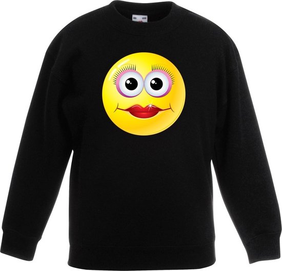 emoticon/ emoticon sweater diva zwart kinderen 122/128