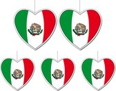 5-delige hou van Mexico versiering set hartjes van 14 cm en 28 cm - Landen vlaggen feestartikelen