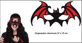 Oogmasker Vleermuis  rood/zwart - Halloween horror griezel dieren vleermuizen masker