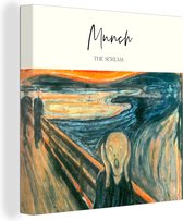 Canvas - Canvas schilderij - De schreeuw - Munch - Steiger - Meer - Blauw - Oranje - Canvasdoek - Wanddecoratie - 50x50 cm