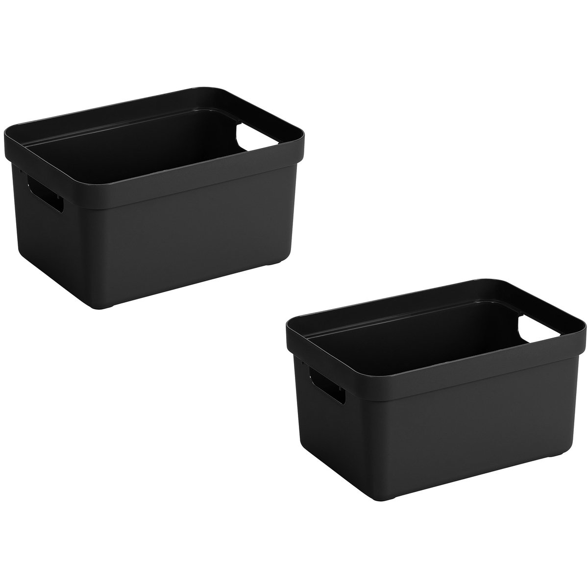3x stuks zwarte opbergboxen/opbergdozen/opbergmanden kunststof - 13 liter - opbergen manden/dozen/bakken - opbergers
