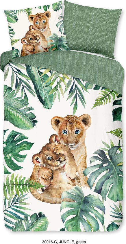 Good Morning Jungle – Dekbedovertrek – Eenpersoons – 140×200/220 cm – Groen