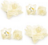 4 rozen op plakker ivoorkleurig - decoratie - bloem - trouwen - huwelijk - bruiloft - roos