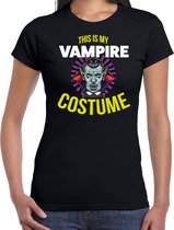 Verkleed t-shirt vampire costume zwart voor dames - Halloween kleding XS
