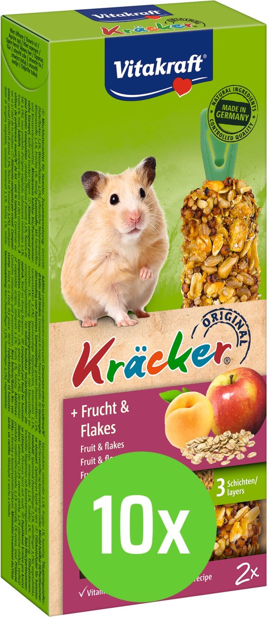 10x Vitakraft Hamsterkracker Fruit/Flakes 2in1