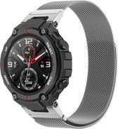 Milanees Smartwatch bandje - Geschikt voor Amazfit T-Rex - Pro Milanese band - zilver - Strap-it Horlogeband / Polsband / Armband