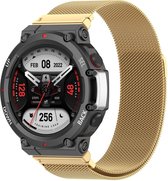 Milanees Smartwatch bandje - Geschikt voor Amazfit T-Rex 2 Milanese band - goud - Strap-it Horlogeband / Polsband / Armband