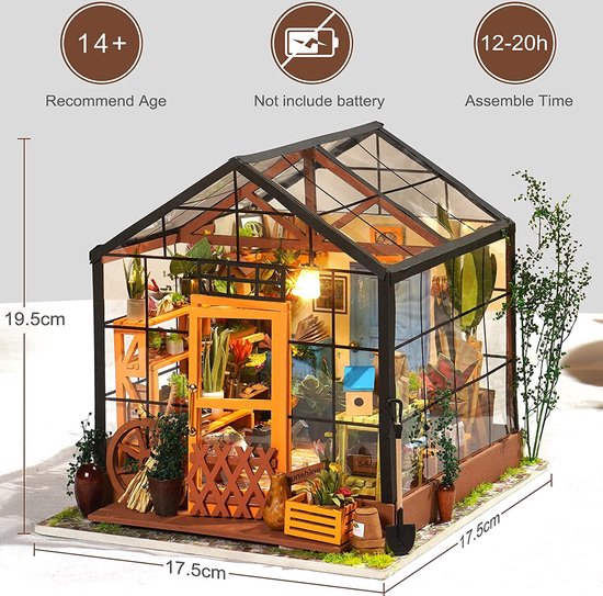 Robotime 3D puzzel Rolife Kathy's tuinhuis 19,5 x 17,5 x 17,5 cm kopen