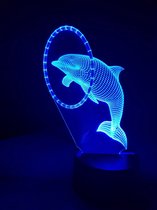 LAMPE LED 3D - DAUPHIN EN ANNEAU