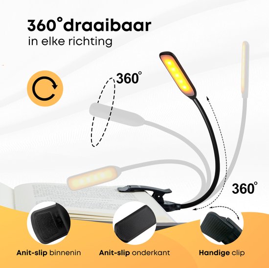 Woodoro LED Leeslampje - Bevordert Slaap - 3 Lichtstanden & Oplaadbaar