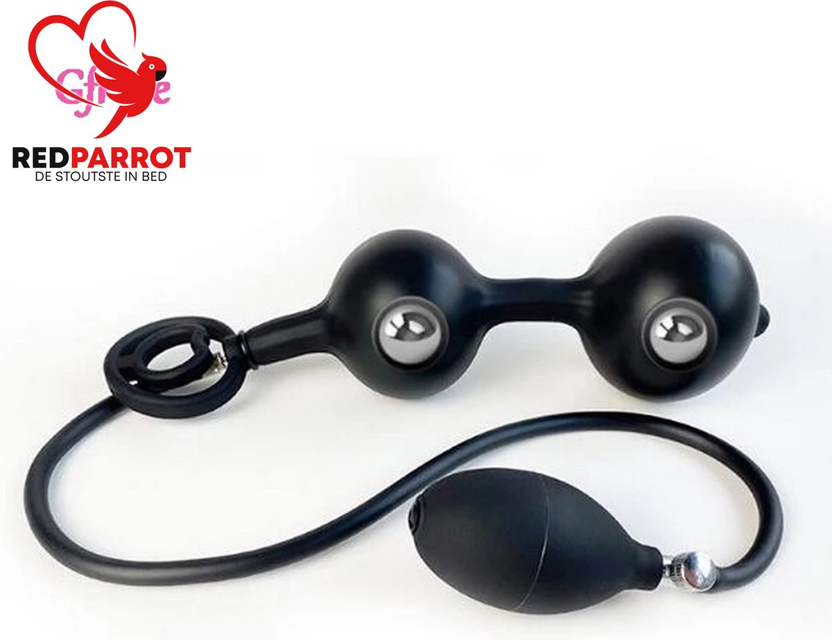 Goedkoopste Dubbele opblaasbare buttplug black pro | Magnetisch vibrerend | Inclusief penisring | Zeer goede kwaliteit | SM | BDSM