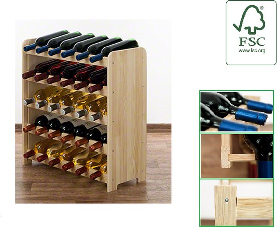 Casier à vin - 65x63x26,5 cm (LxlxP) - Bois massif - 30 bouteilles - Casier  à... | bol