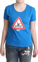 Blauw katoenen zwem-T-shirt met grafische driehoek