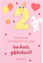 Cijferkaarten - De mooiste Leetijd - Verjaardagskaart Schitterend! Vandaag word je 2 jaar!...