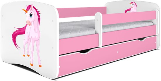 Kocot Kids - Bed babydreams roze eenhoorn met lade met matras 180/80 - Kinderbed - Roze