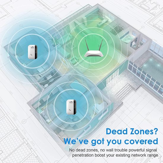 Extension WiFi - Extension WiFi jusqu'à 2640 pieds carrés - Portée WiFi plus large - Répéteur Internet WiFi Booster