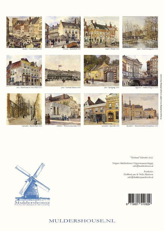kalender 2023 van Anthony Grolman met aquarellen van Utrecht