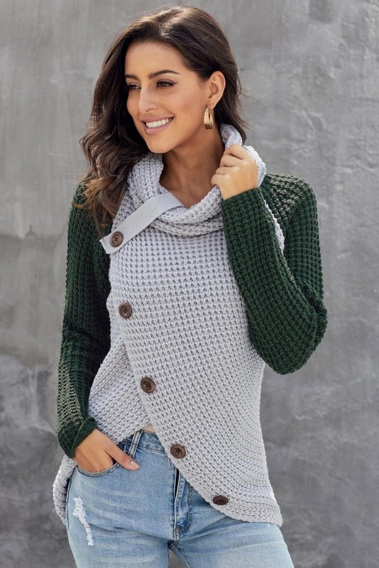 Trui Sweater Dames met col - Groen - Trifona - Maat M