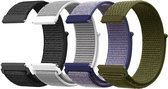 YONO Nylon Velcro Strap Set 20mm - Bracelets de Bracelets de montres adaptés pour Samsung Galaxy Watch 5 / Pro / 4 / 3 / Active 2 - Garmin Approach / Forerunner / Venu 2 Plus / SQ / Bracelets - Polar Ignite / Unite - Huawei - Pack de 4