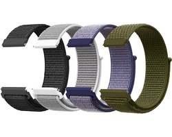 YONO Nylon Bandjes Set 20mm - Horlogebandjes geschikt voor Samsung Galaxy Watch 7/6/5 / Pro / 4 / 3 / Active 2 - Garmin Vivoactive 6/5 - Polar Ignite / Unite – Huawei - 4 Pack