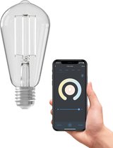 Calex Ampoule Intelligente - Eclairage filament LED Wifi - E27 Rustique - Source lumineuse Claire - Dimmable - Lumière blanche Chaude- 7W