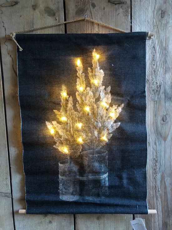 Tapisserie Murale Sapin De Noël Avec Lumières - Dimensions 130x150 Cm - Tissu Polyester Flanelle - Déco Festive