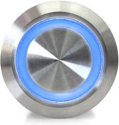 OTRONIC® Drukknop | aan-uit self lock | 12-24V LED Blauw | RVS | 16mm