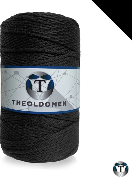 Macramé Koord | Zwart | 200 meter | 100% Katoen | Macramé Touw | Macramé | Voor Macramé Plantenhanger | Wandkleed | Dromenvanger | Triple Twist | DIY | Touw | 3mm | TheOldOmen |