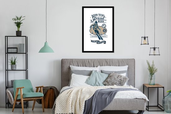 Cadre photo avec affiche - Ski - Sport - Wit - Vintage - 60x90 cm - Cadre pour affiche