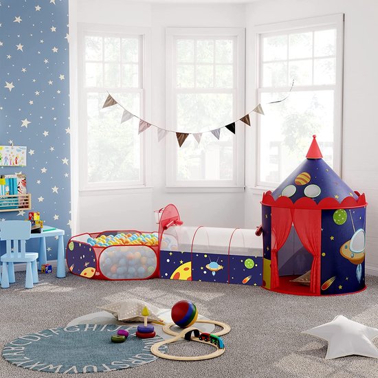 Kinderspeeltuin, 12 2 opvouwbare babybox met ballenbad en glijbaan