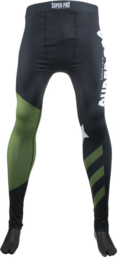 Super Pro Combat Gear Heren Legging No Mercy Zwart/Groen/Zilver Small