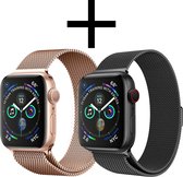Convient pour Apple Watch 7 Strap Fermoir magnétique - Bracelet de montre pour Apple Watch 7 41 mm milanais - Zwart et or rose