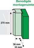 Technische tekening met afmetingen: 270mm hoogte, 36mm en 33mm breedte, met hor.