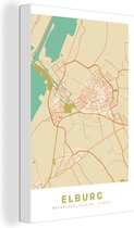 Canvas Schilderij Vintage - Elburg - Kaart - Plattegrond - Stadskaart - 40x60 cm - Wanddecoratie