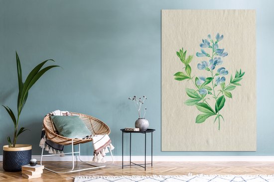 Tableau sur toile Vintage - Fleurs - Myosotis - Antique - 120x180 cm - Décoration murale XXL