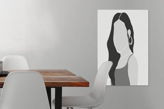 Canvas Schilderij Vrouw - Portret - Zwart - Wit - 60x90 cm - Wanddecoratie - OneMillionCanvasses