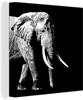 Tableau Toile Éléphant - Animaux - Zwart - Wit - 20x20 cm - Décoration murale