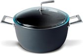 TVS Relance - Vista kookpan soep pan 24cm/5 liter met PYREX glasdeksel – Zwart - ook geschikt voor inductie