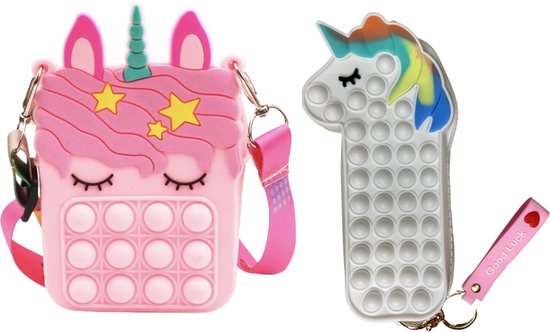 Fidget Toys - Pop It bag - fidget - speelgoed Unicorn - étui à crayons pop  it pour vos... | bol