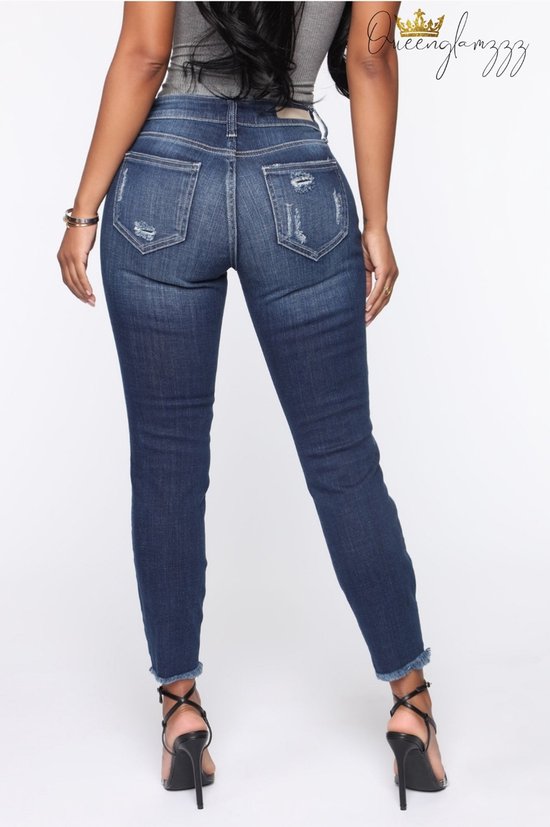 Chequita mid rise skinny jeans- lange broek- gescheurde broek | bol