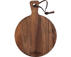 foto van Bowls and Dishes Pure Walnut Wood | Duurzaam | Borrelplank | Tapasplank | Serveerplank rond - Pizzaplank Ø 20 x 1,5 cm - walnoot hout - cadeau tip!