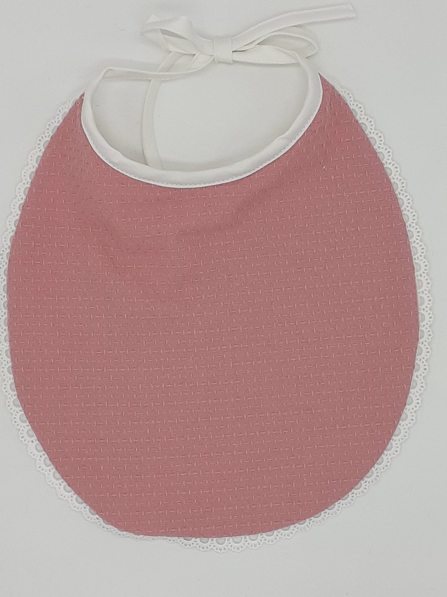 Goedkoopste Slab Rosalynn Vintage oudroze katoen/ creme randje - katoen - vochtopnemend - striklintjes