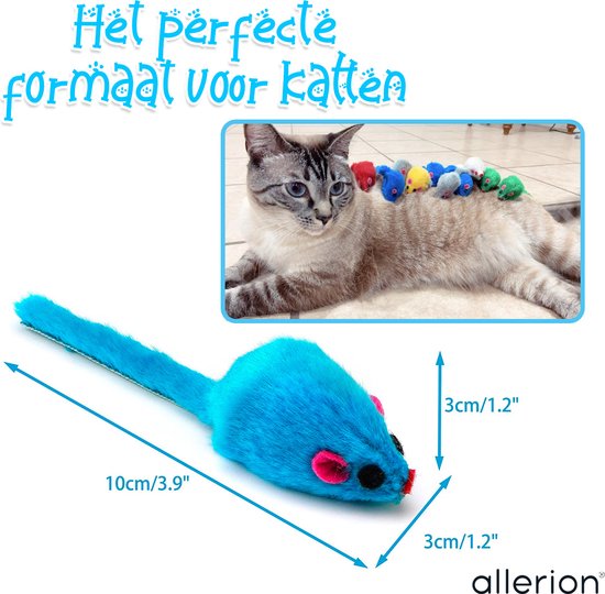 Allerion Cat Toy Souris Set - Chats Intelligence - 36 pièces - Souris douces aux couleurs vives - Dans un emballage cadeau