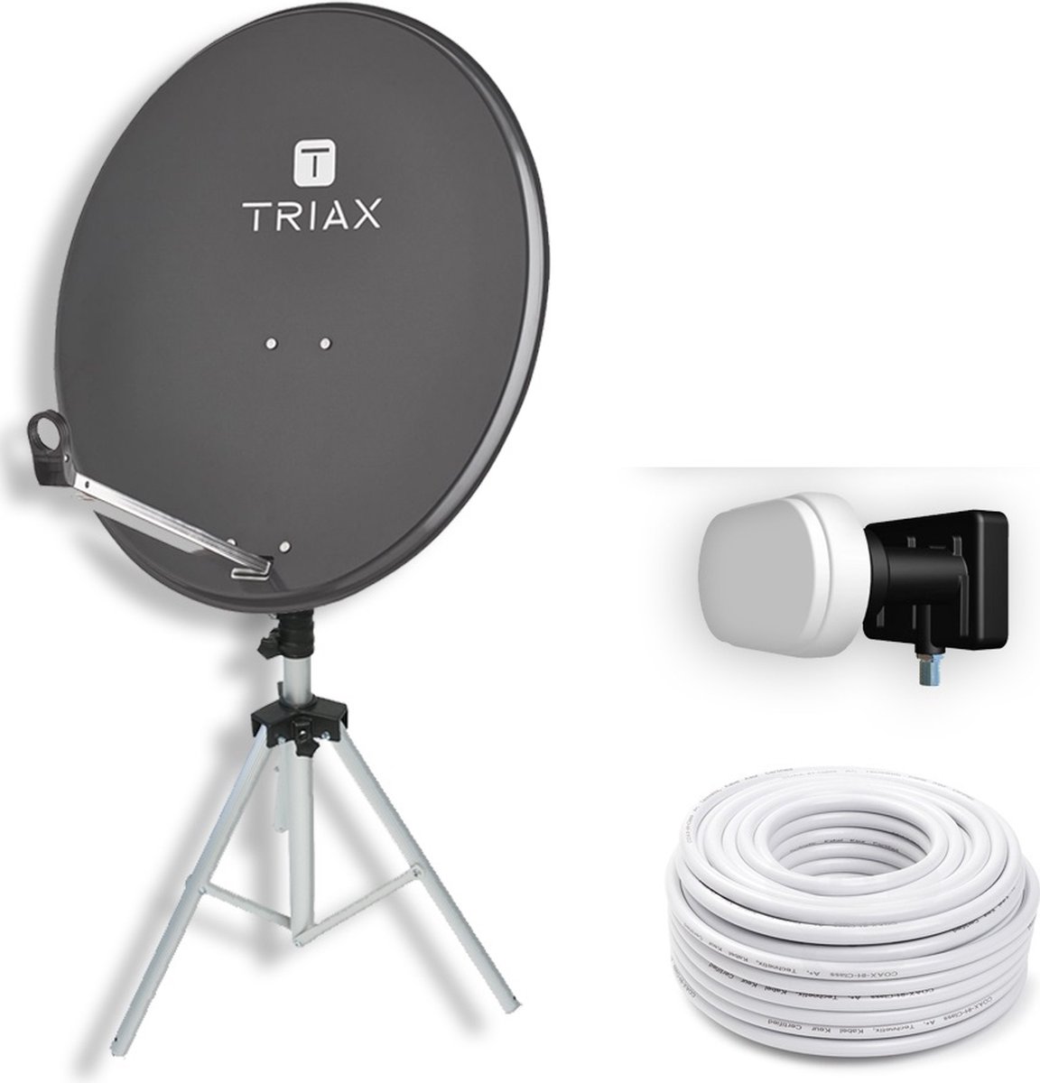 65cm Schotel antenne + 3° single DUO LNB (Canal Digitaal Ready) + 10 M Coax - Triax