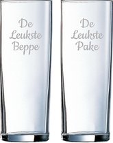 Gegraveerde longdrinkglas 31cl De Leukste Pake- De Leukste Beppe